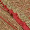 Sanskriti Vintage Sarees Indian Green/Red Pure Silk Printed Sari Craft Sustainable Fabric