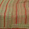 Sanskriti Vintage Sarees Indian Green/Red Pure Silk Printed Sari Craft Sustainable Fabric