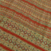 Sanskriti Vintage Sarees Indian Green/Red Pure Silk Printed Sari Craft Sustainable Fabric