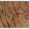 Sanskriti Vintage Sarees Indian Green/Red Pure Silk Printed Sari Craft Sustainable Fabric