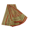 Sanskriti Vintage Sarees Indian Green/Red Pure Silk Printed Sari Craft Sustainable Fabric