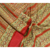 Sanskriti Vintage Sarees Indian Green/Red Pure Silk Printed Sari Craft Sustainable Fabric