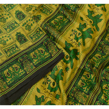 Load image into Gallery viewer, Sanskriti Vintage Sarees Indian Yellow/Green Pure Silk Printed Sari Craft Fabric
