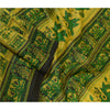 Sanskriti Vintage Sarees Indian Yellow/Green Pure Silk Printed Sari Craft Sustainable Fabric