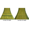 Sanskriti Vintage Sarees Indian Yellow/Green Pure Silk Printed Sari Craft Sustainable Fabric