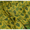 Sanskriti Vintage Sarees Indian Yellow/Green Pure Silk Printed Sari Craft Sustainable Fabric