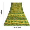 Sanskriti Vintage Sarees Indian Yellow/Green Pure Silk Printed Sari Craft Sustainable Fabric
