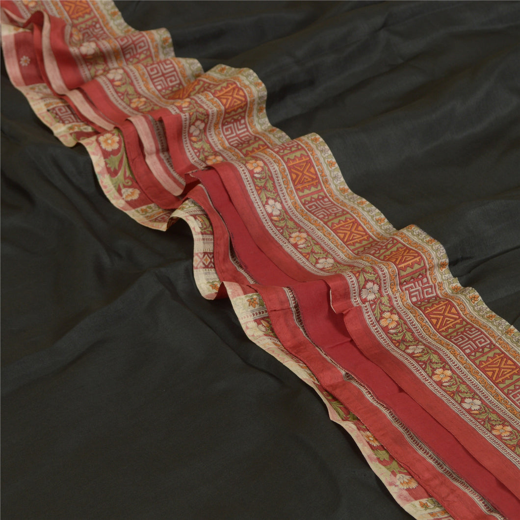 Sanskriti Vintage Sarees Pure Silk  5yd Quilting Felting Craft Fabric Print Sari