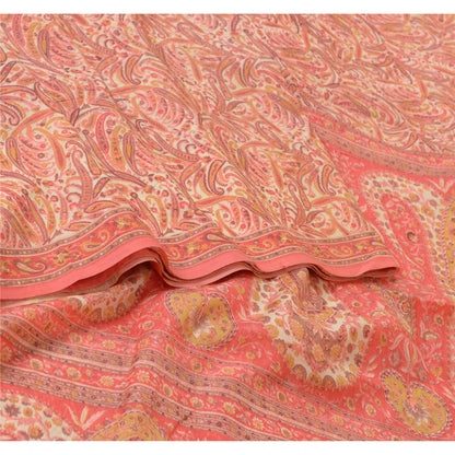 Sanskriti Vintage Sarees Blush-Pink Artificial Silk Printed Sari Craft Sustainable Fabric
