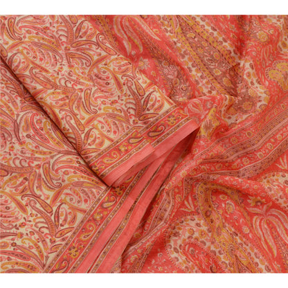 Sanskriti Vintage Sarees Blush-Pink Artificial Silk Printed Sari Craft Sustainable Fabric