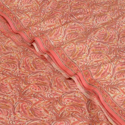 Sanskriti Vintage Sarees Blush-Pink Artificial Silk Printed Sari Craft Sustainable Fabric