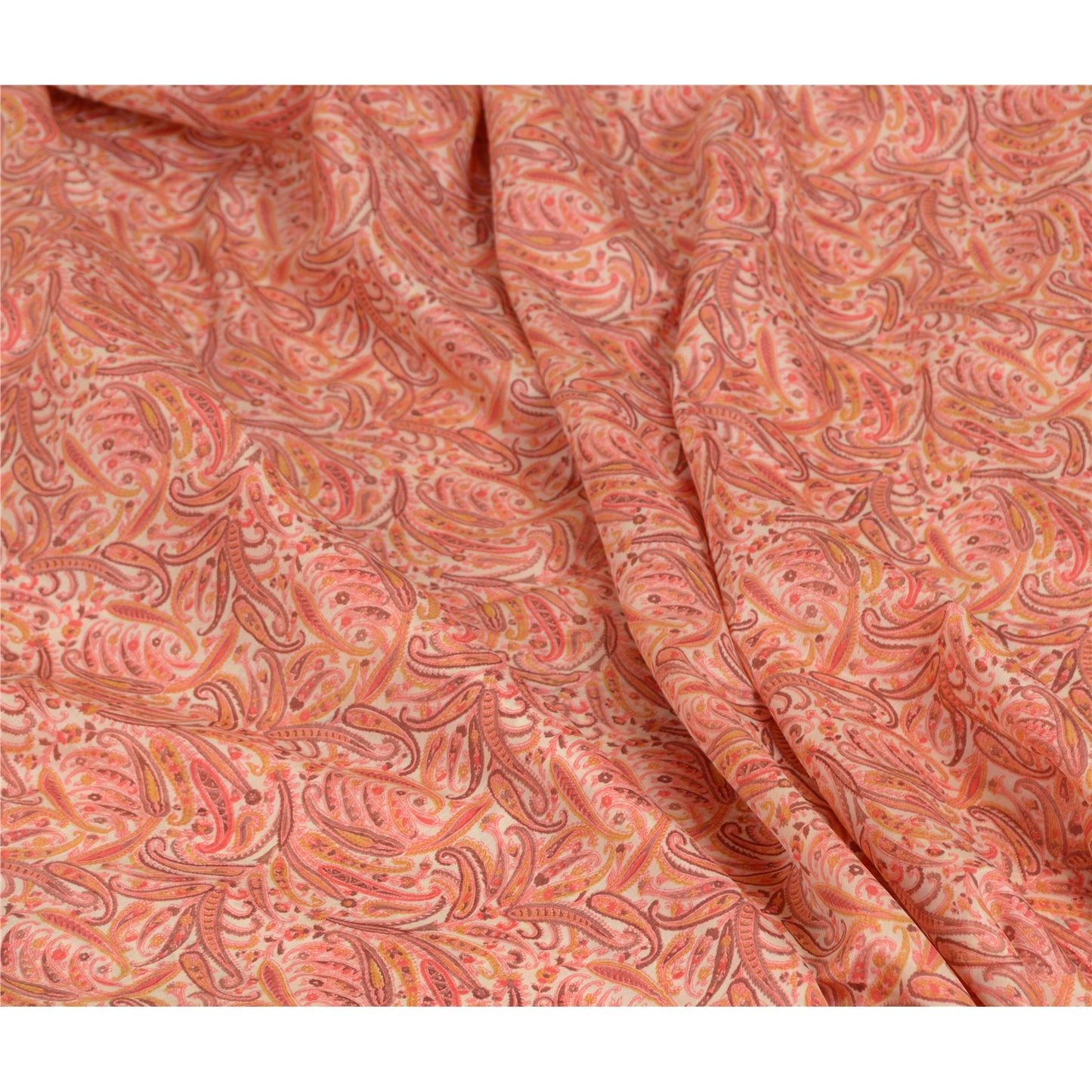 Sanskriti Vintage Sarees Blush-Pink Artificial Silk Printed Sari Craft Sustainable Fabric