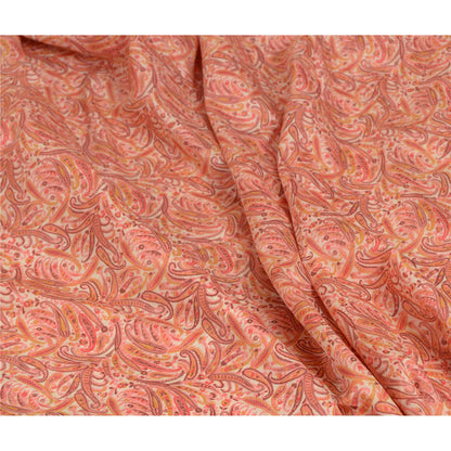 Sanskriti Vintage Sarees Blush-Pink Artificial Silk Printed Sari Craft Sustainable Fabric