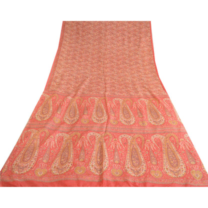 Sanskriti Vintage Sarees Blush-Pink Artificial Silk Printed Sari Craft Sustainable Fabric