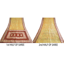 Load image into Gallery viewer, Sanskriti Vintage Sarees Cream/Red Batik Printed Pure Silk Sari 5yd Craft Fabric
