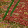 Sanskriti Vintage Sarees From India Red 100% Pure Silk Printed Sari Craft Sustainable Fabric