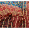 Sanskriti Vintage Sarees Blue/Red Pure Silk Printed Woven Sari Soft Craft Sustainable Fabric