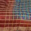 Sanskriti Vintage Sarees Blue/Red Pure Silk Printed Woven Sari Soft Craft Sustainable Fabric