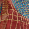 Sanskriti Vintage Sarees Blue/Red Pure Silk Printed Woven Sari Soft Craft Sustainable Fabric