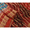 Sanskriti Vintage Sarees Blue/Red Pure Silk Printed Woven Sari Soft Craft Sustainable Fabric