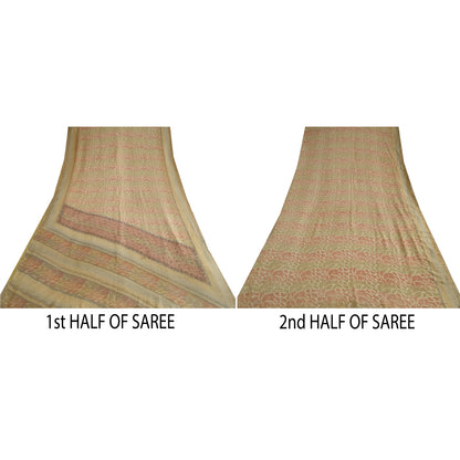 Sanskriti Vintage Sarees From India Multi Pure Silk Printed Sari Craft Sustainable Fabric