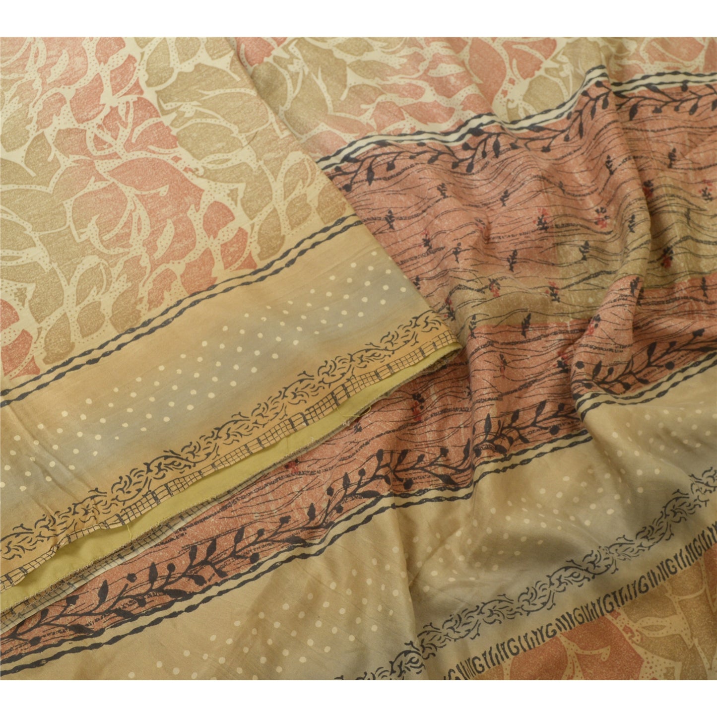Sanskriti Vintage Sarees From India Multi Pure Silk Printed Sari Craft Sustainable Fabric