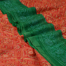 Load image into Gallery viewer, Sanskriti Vintage Sarees Red/Green Bandhani Pure Silk Printed Sari Craft Fabric
