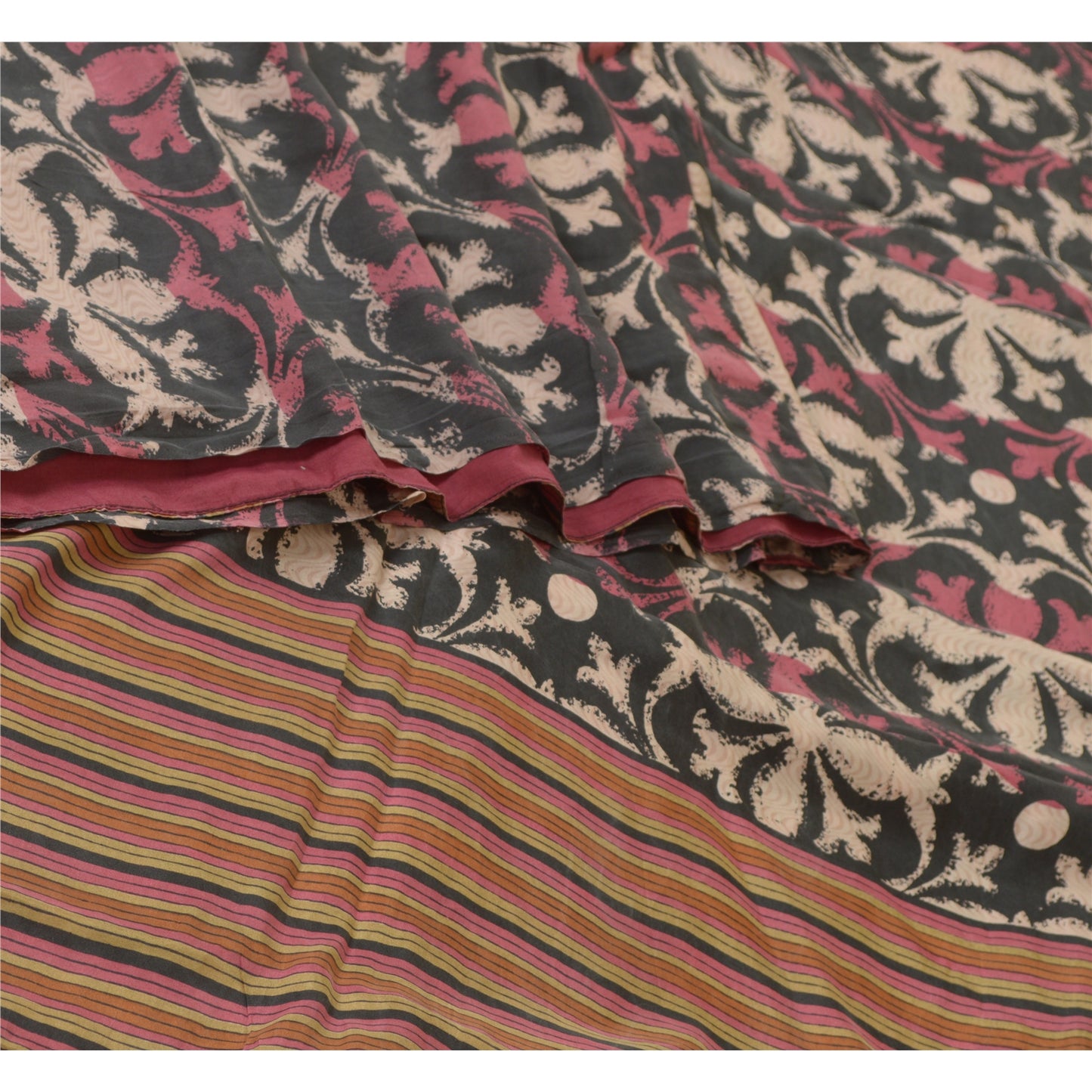 Sanskriti Vintage Sarees Pure Silk Printed Sari Quilting Felting Craft Sustainable Fabric