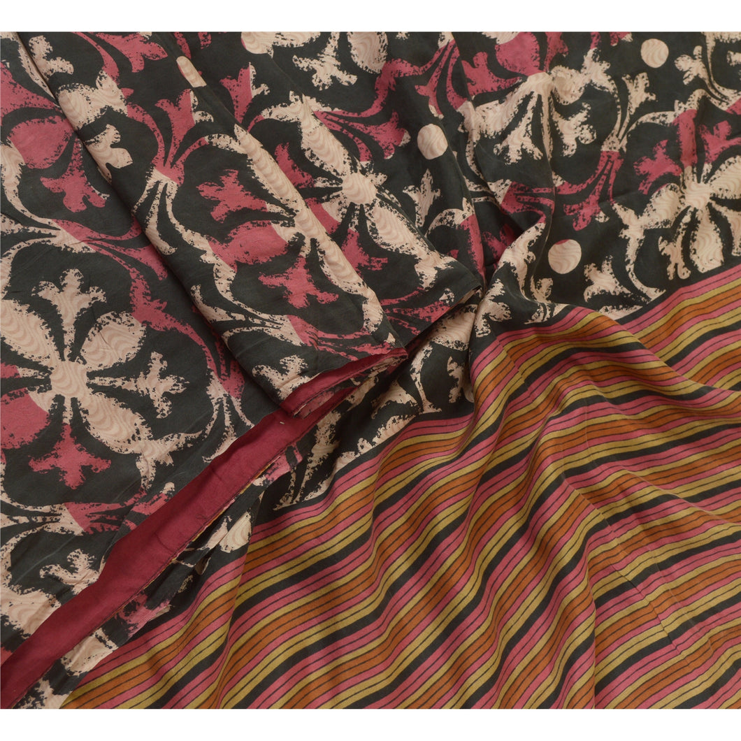 Sanskriti Vintage Sarees Pure Silk Printed Sari Quilting Felting Craft Fabric