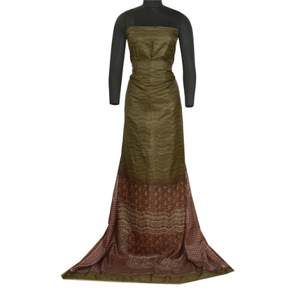 Санскритские винтажные сари индийское зеленое/лиловое чистое шелковое сари с принтом ремесло устойчивая ткань