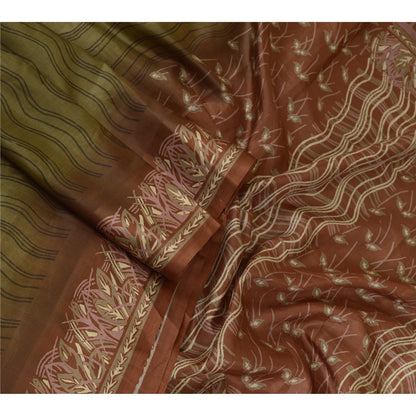 Санскритские винтажные сари индийское зеленое/лиловое чистое шелковое сари с принтом ремесло устойчивая ткань