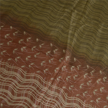 Санскритские винтажные сари индийское зеленое/лиловое чистое шелковое сари с принтом ремесло устойчивая ткань