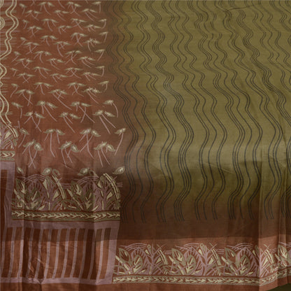 Санскритские винтажные сари индийское зеленое/лиловое чистое шелковое сари с принтом ремесло устойчивая ткань