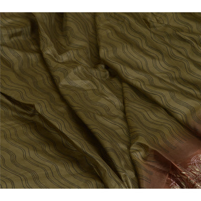 Санскритские винтажные сари индийское зеленое/лиловое чистое шелковое сари с принтом ремесло устойчивая ткань