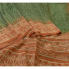 Sanskriti Vintage Sarees Green/Brown Bandhani Print Pure Silk Sari Craft Sustainable Fabric