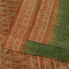Sanskriti Vintage Sarees Green/Brown Bandhani Print Pure Silk Sari Craft Sustainable Fabric