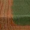 Sanskriti Vintage Sarees Green/Brown Bandhani Print Pure Silk Sari Craft Sustainable Fabric