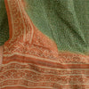 Sanskriti Vintage Sarees Green/Brown Bandhani Print Pure Silk Sari Craft Sustainable Fabric