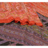 Sanskriti Vintage Sarees Indian Orange Printed 100% Pure Silk Sari Craft Sustainable Fabric