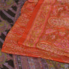 Sanskriti Vintage Sarees Indian Orange Printed 100% Pure Silk Sari Craft Sustainable Fabric