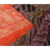 Sanskriti Vintage Sarees Indian Orange Printed 100% Pure Silk Sari Craft Sustainable Fabric