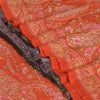 Sanskriti Vintage Sarees Indian Orange Printed 100% Pure Silk Sari Craft Sustainable Fabric