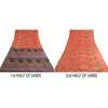 Sanskriti Vintage Sarees Indian Orange Printed 100% Pure Silk Sari Craft Sustainable Fabric