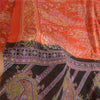 Sanskriti Vintage Sarees Indian Orange Printed 100% Pure Silk Sari Craft Sustainable Fabric