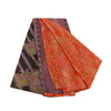 Sanskriti Vintage Sarees Indian Orange Printed 100% Pure Silk Sari Craft Sustainable Fabric