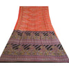 Sanskriti Vintage Sarees Indian Orange Printed 100% Pure Silk Sari Craft Sustainable Fabric