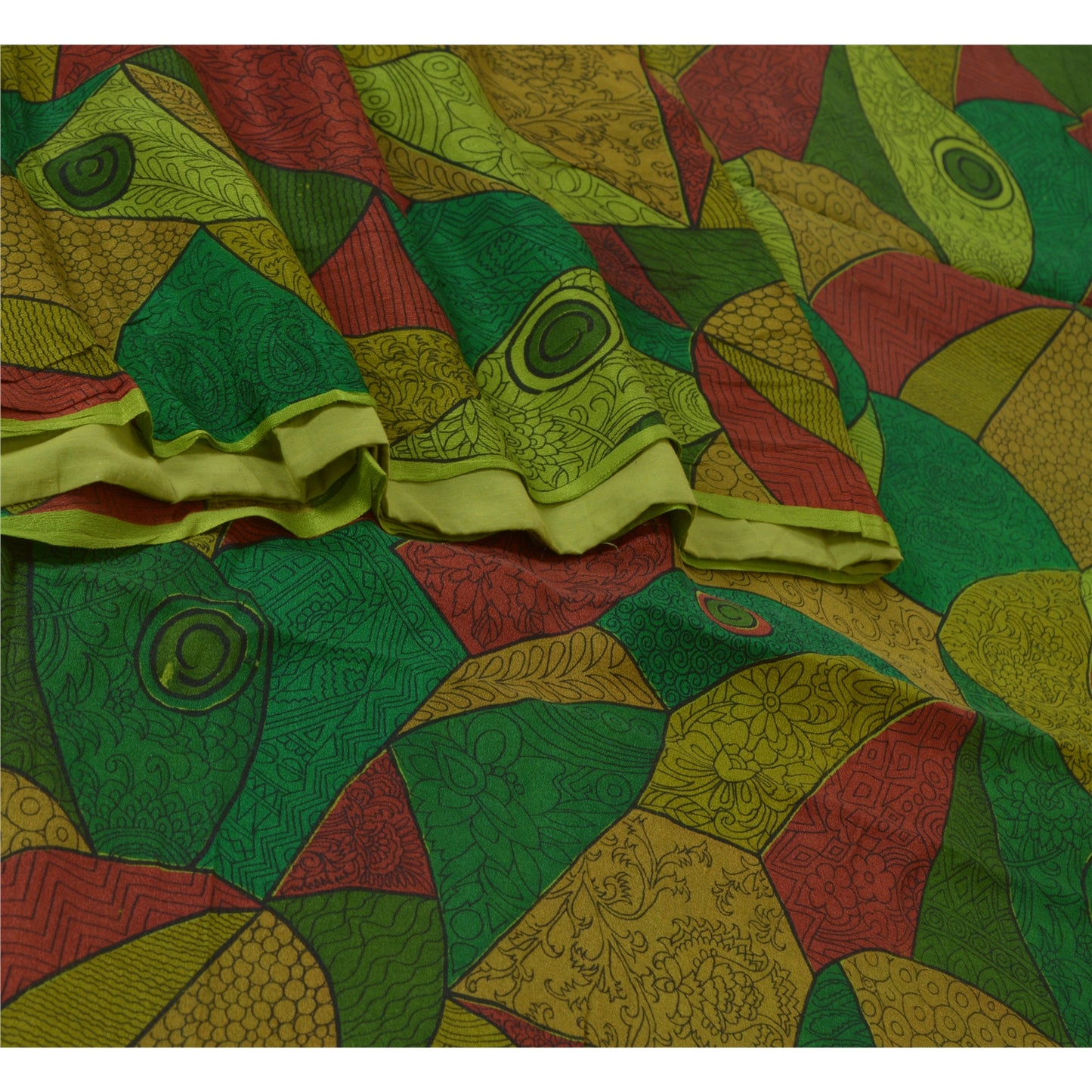 Sanskriti Vintage Sarees Indian Multi 100% Pure Silk Printed Sari Craft Sustainable Fabric