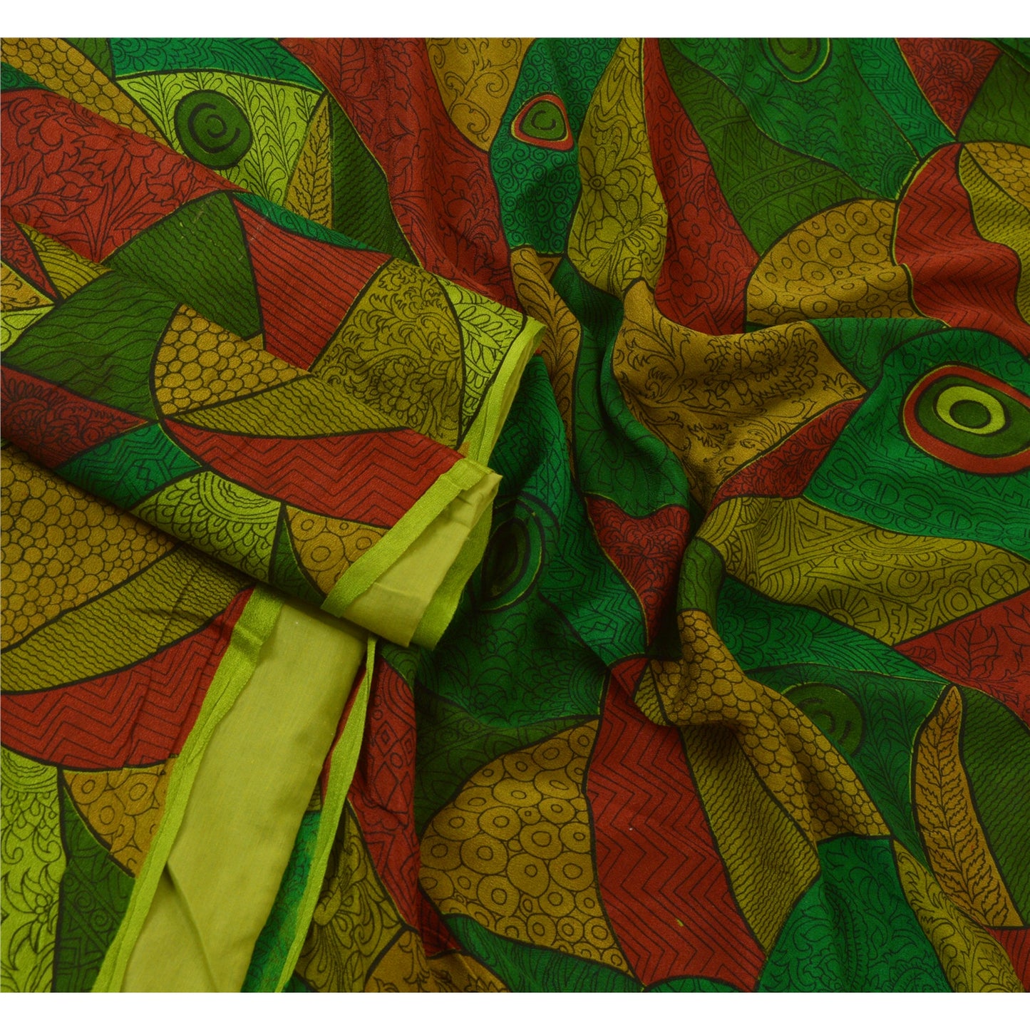 Sanskriti Vintage Sarees Indian Multi 100% Pure Silk Printed Sari Craft Sustainable Fabric