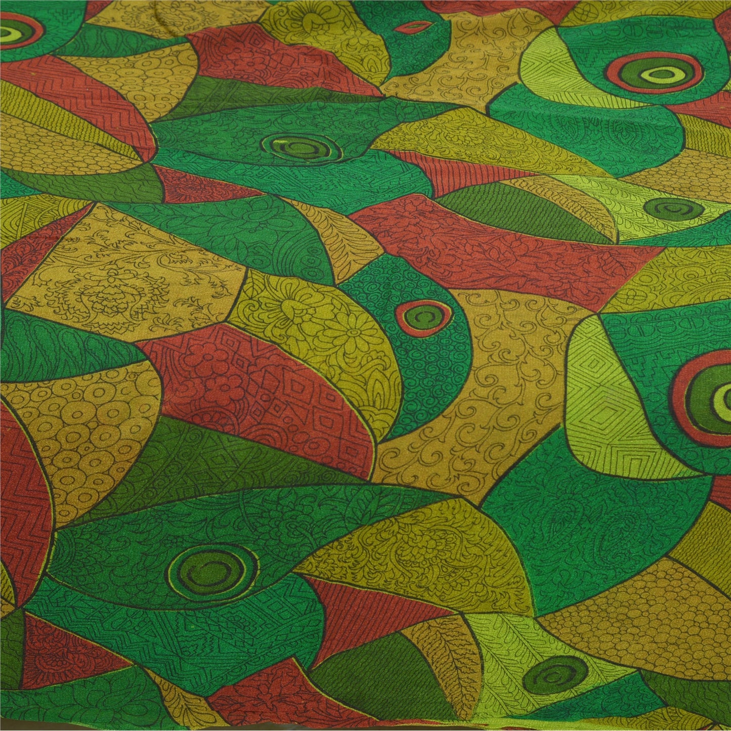 Sanskriti Vintage Sarees Indian Multi 100% Pure Silk Printed Sari Craft Sustainable Fabric