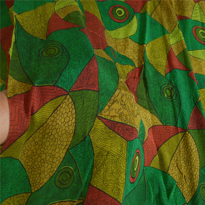 Sanskriti Vintage Sarees Indian Multi 100% Pure Silk Printed Sari Craft Sustainable Fabric